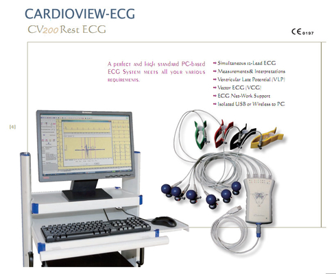 Digitaal electrocardiogram 12 Automatische de Monitoranalyse van de Kanaalecg Machine voor Vensters